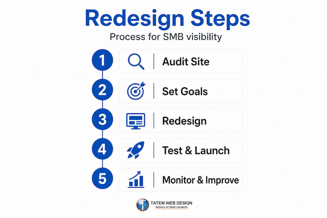Step-by-step website redesign infographic