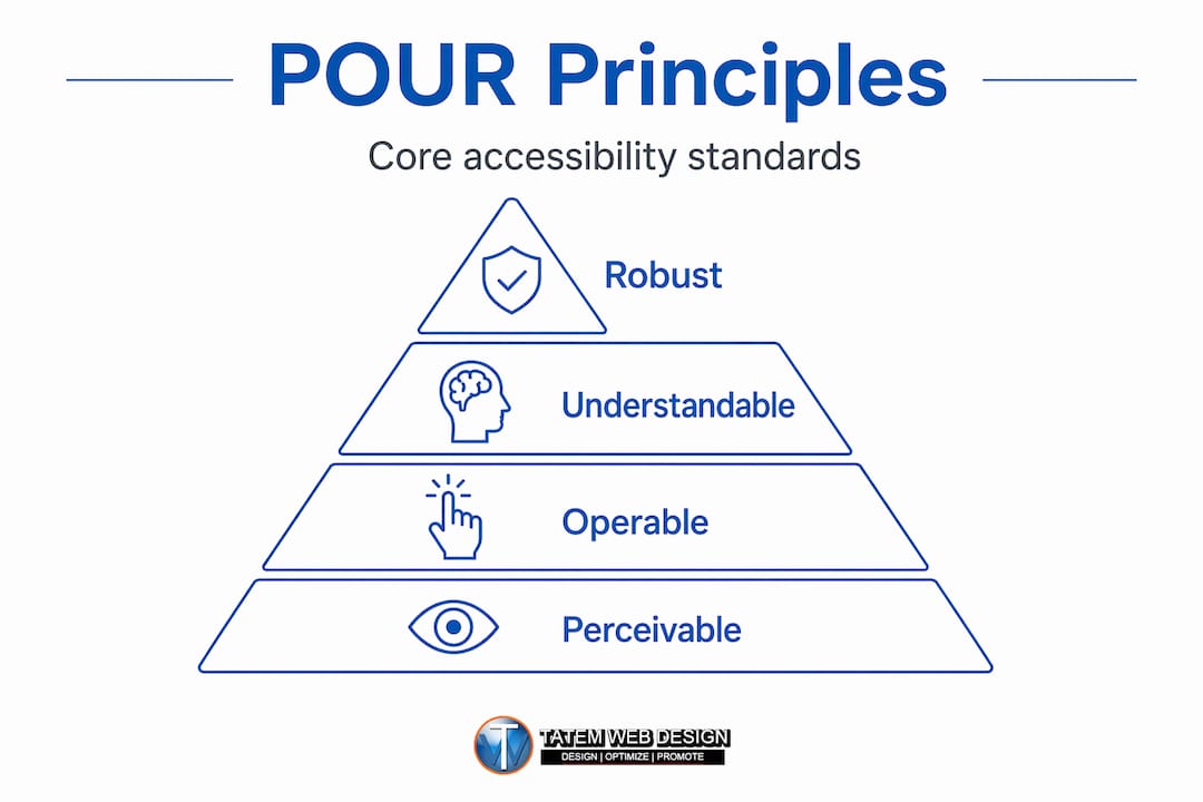 Infographic pyramid of POUR accessibility principles