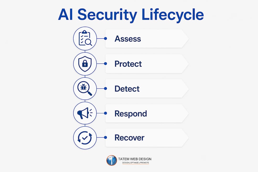 Infographic illustrating AI security lifecycle steps