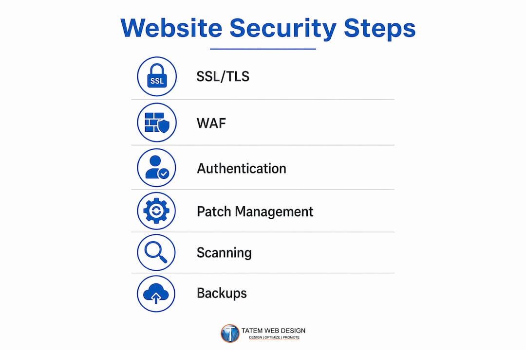 Infographic illustrating key website security components