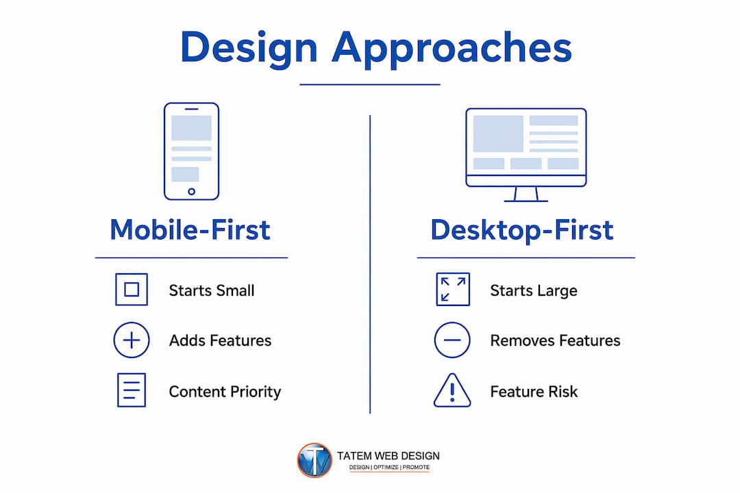 Infographic comparing mobile-first and desktop-first design approaches