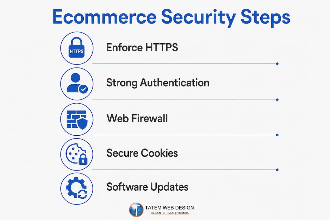 Infographic showing ecommerce security key steps