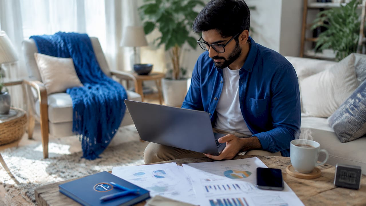 Manager analyzing customer acquisition data