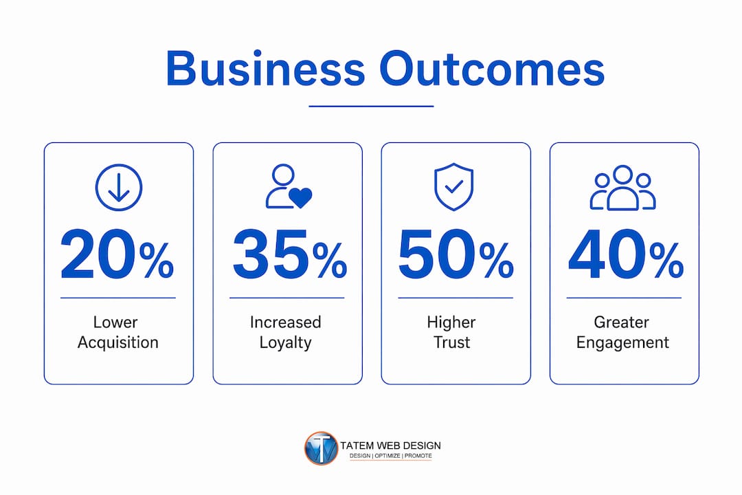Infographic showing key business outcomes from digital branding