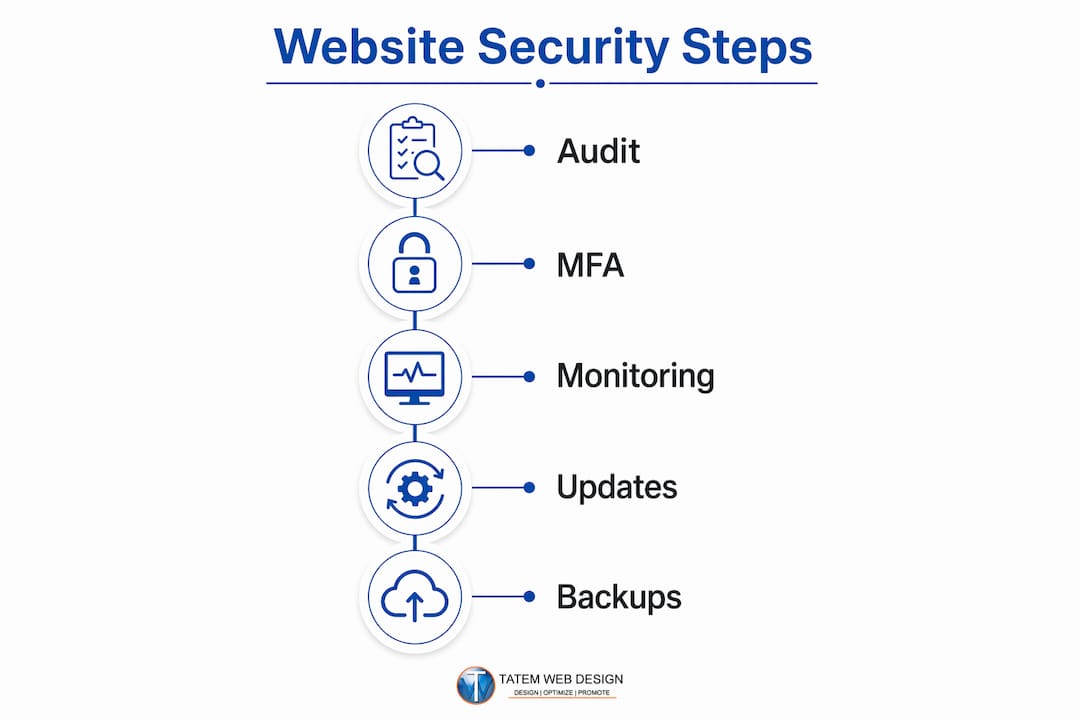 Infographic showing key website security steps