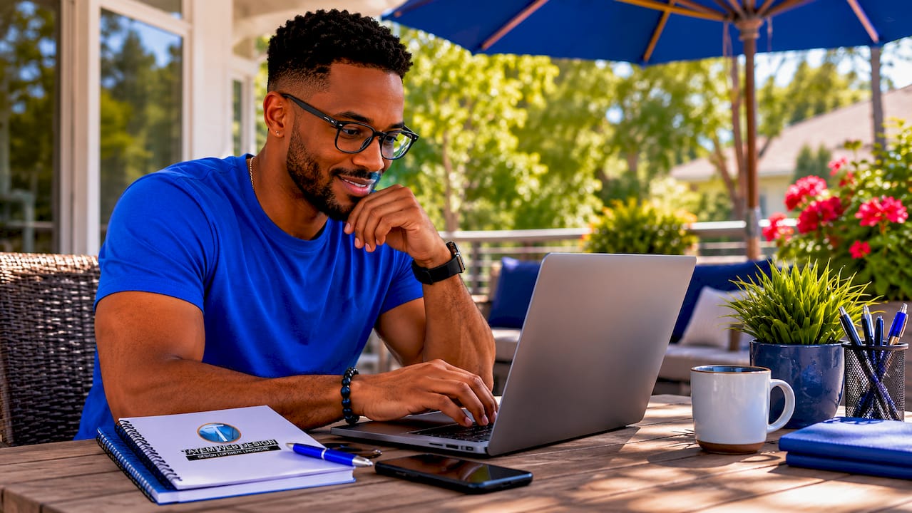 Man selecting WordPress platform at desk