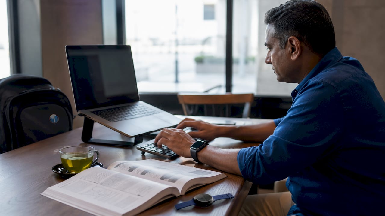 Man working on website domain setup
