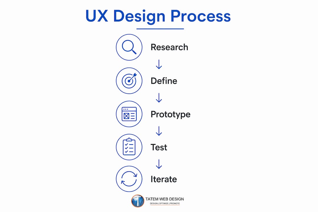 Infographic showing UX design process steps