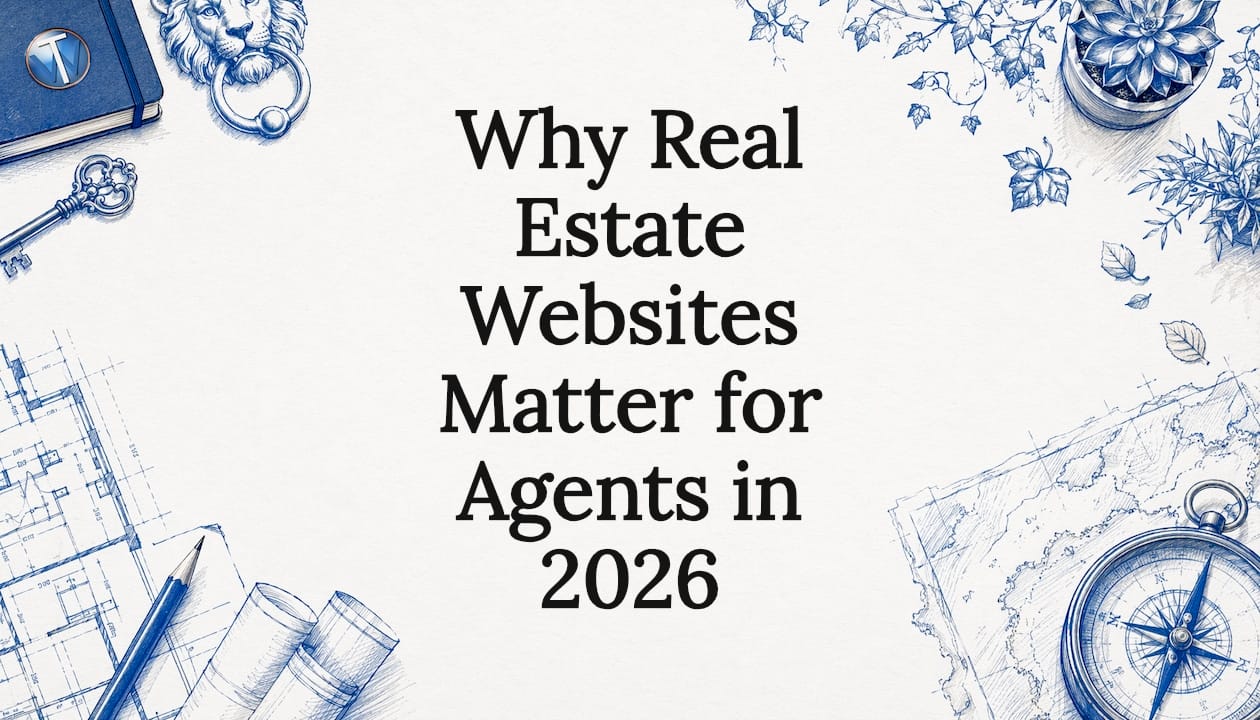 Decorative real estate themed title card illustration