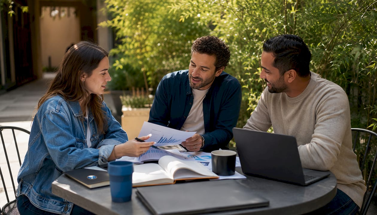 Team collaborating in co-working office