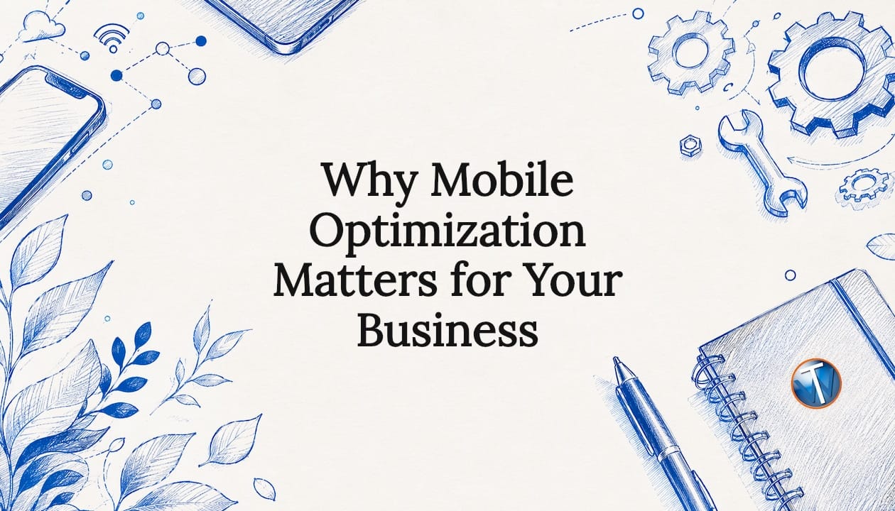 Decorative title card illustration for mobile optimization article