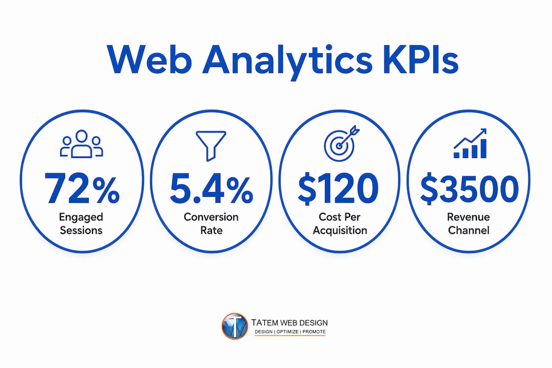 Infographic showing key web analytics KPIs
