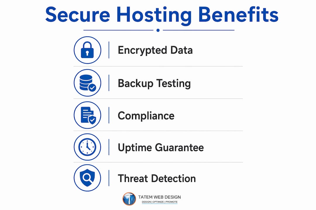 Infographic showing secure hosting benefits steps