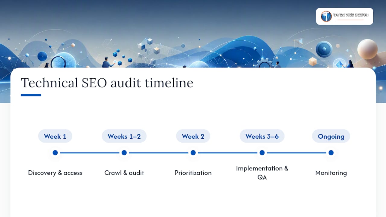 How does a technical SEO agency run an audit project? — overview diagram