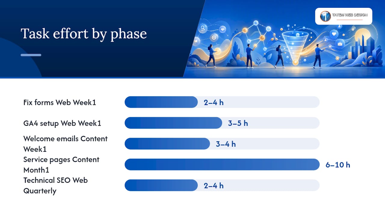 Timeline diagram of digital marketing checklist tasks