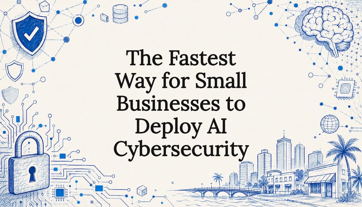 Decorative title card illustration for AI cybersecurity
