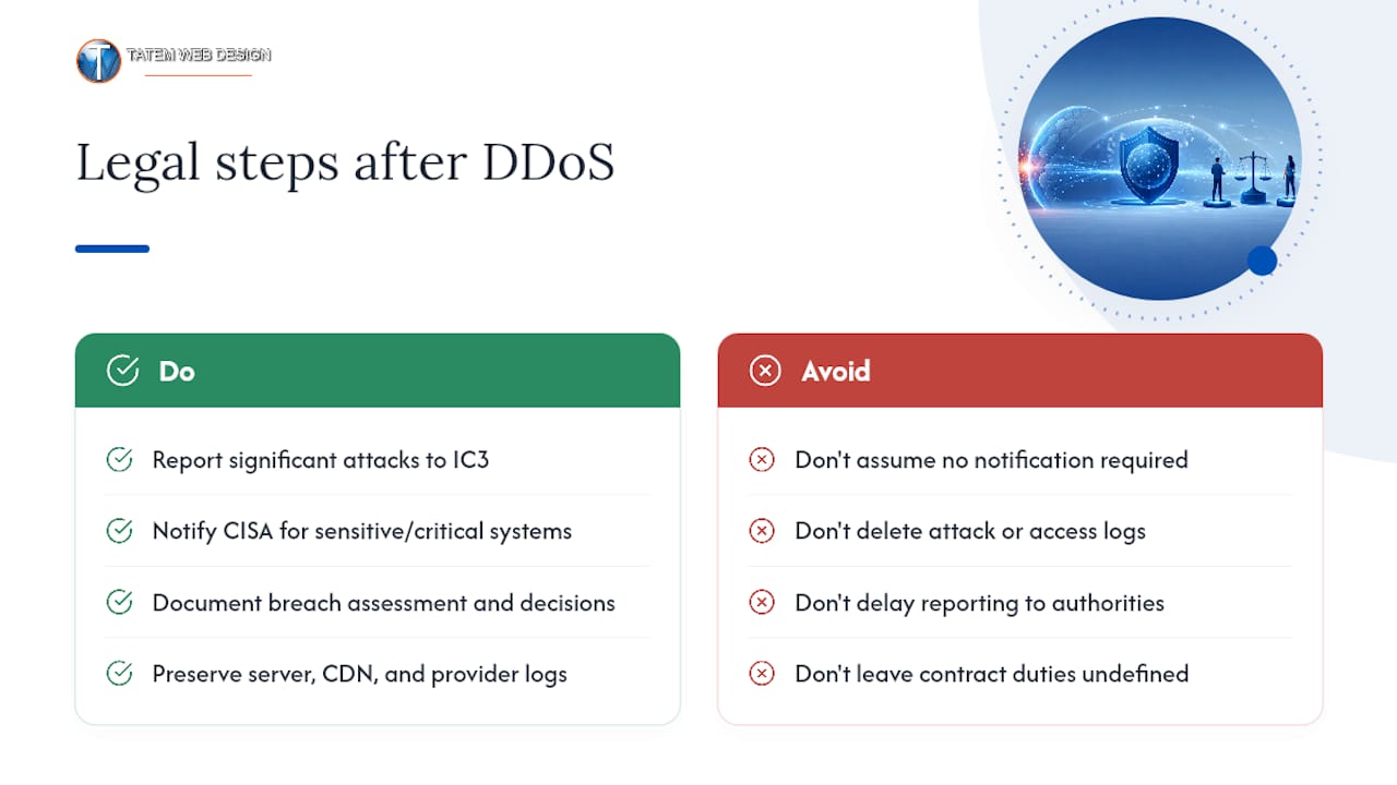 Legal Considerations and Reporting a DDoS Attack — overview diagram