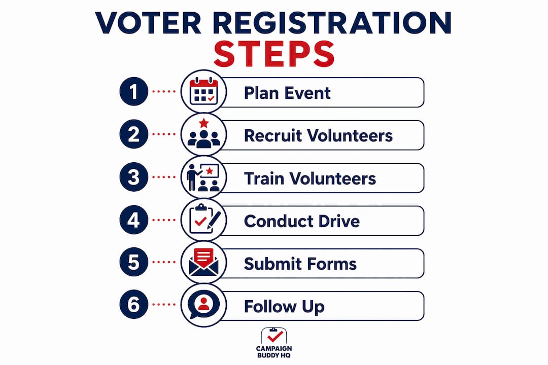Infographic showing voter registration drive process steps
