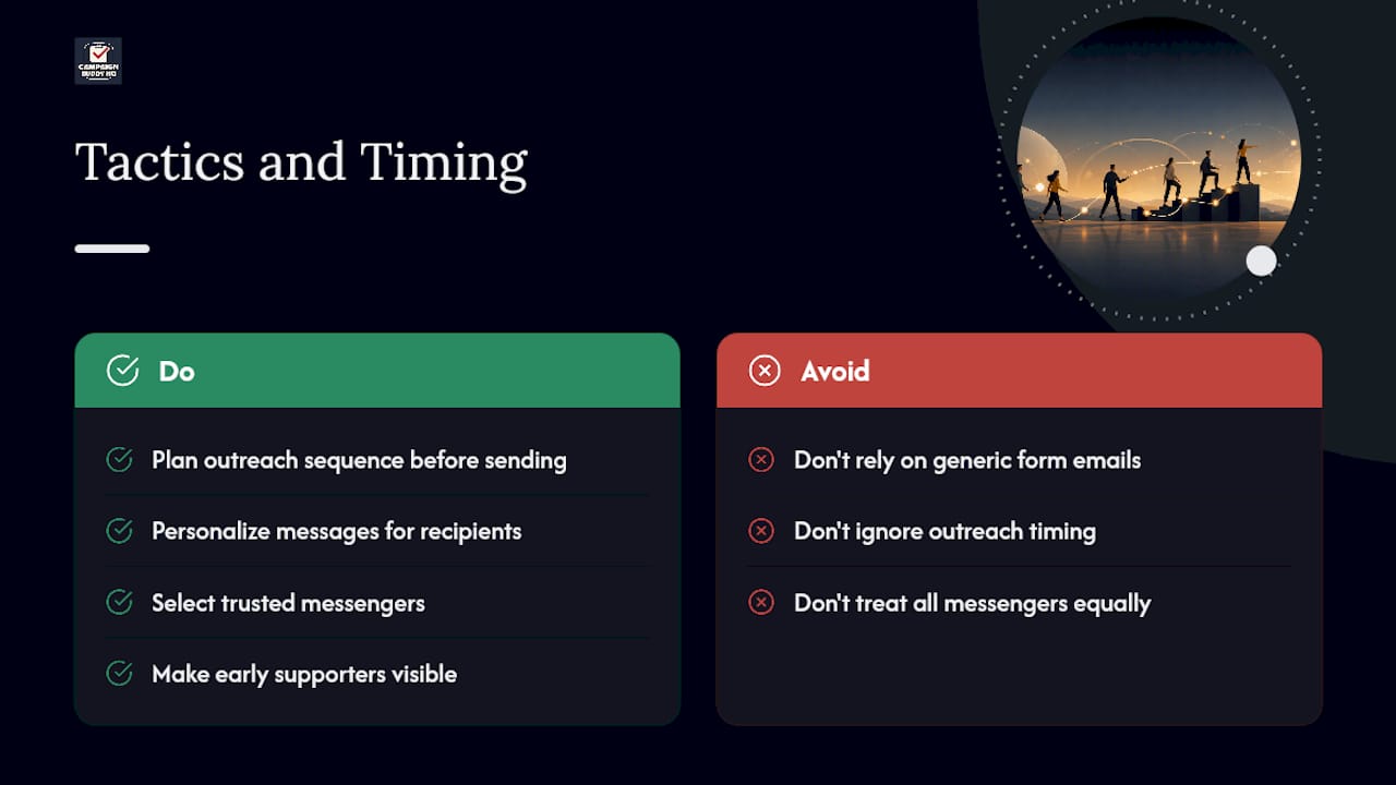 Tactics and channels campaign timing matrix