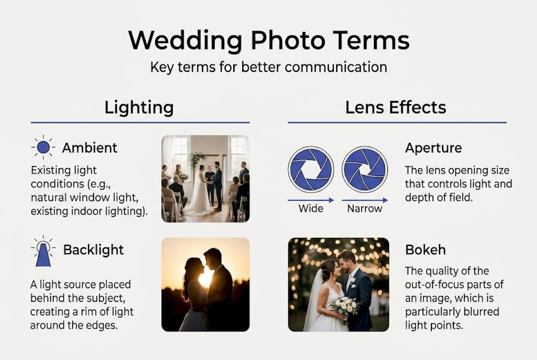Infographic on wedding photo terms categories