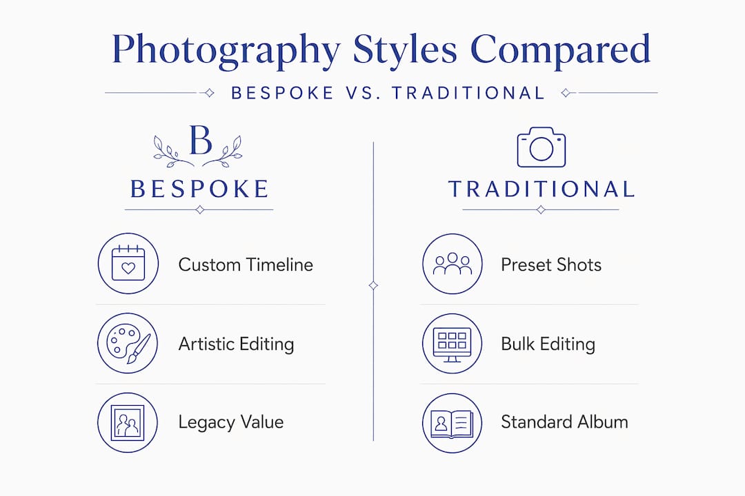 Infographic comparing bespoke and traditional photography