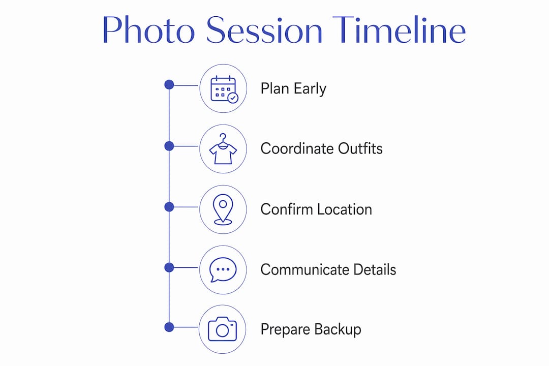 Infographic showing photo session coordination timeline steps