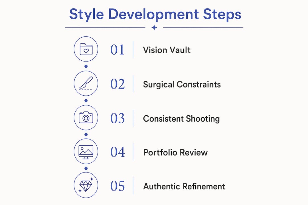 Infographic illustrating photography style development steps