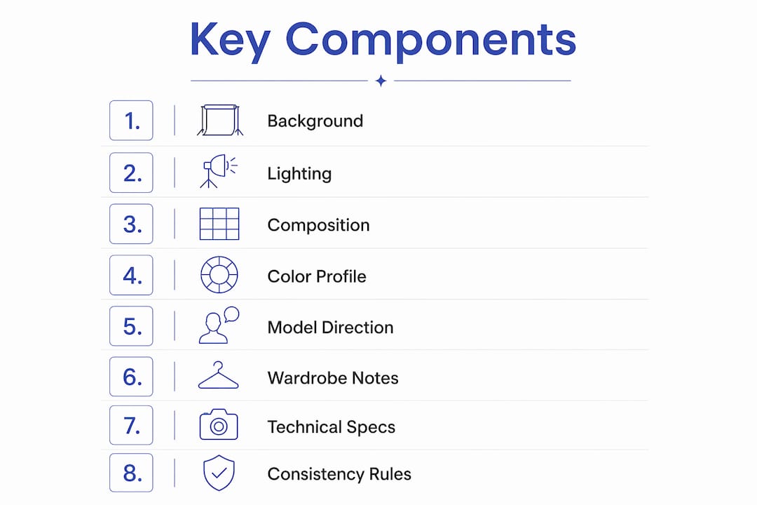 Infographic showing key components of a photography style guide