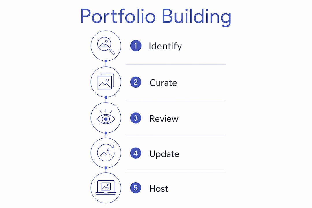 Infographic showing portfolio building steps