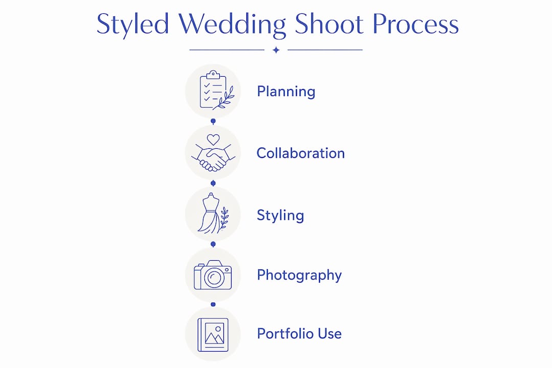 Infographic showing styled wedding shoot process steps