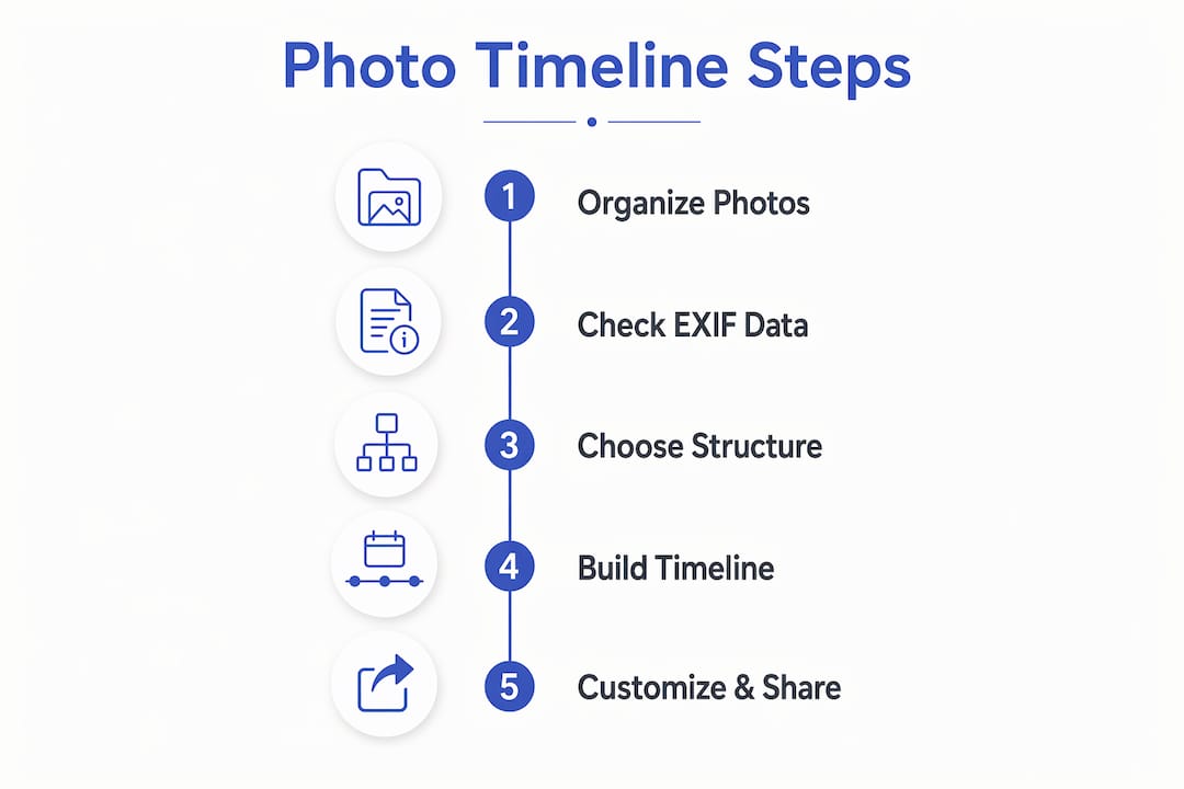 Infographic illustrating photo timeline creation steps