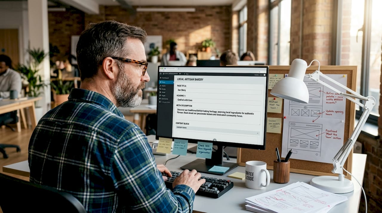 Web editor updates business website content