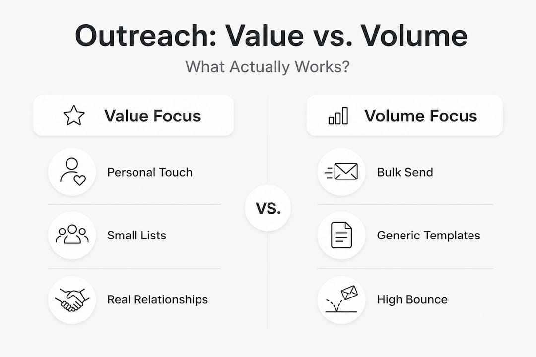 Infographic comparing value and volume outreach