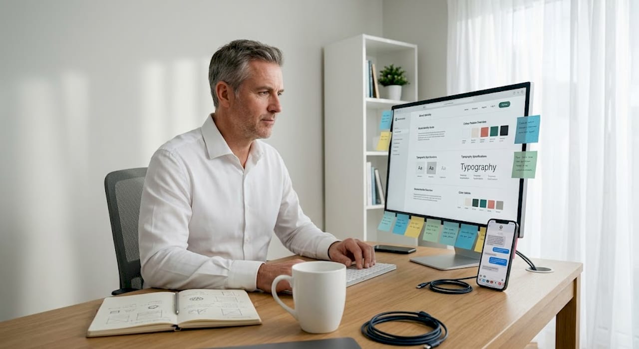 Man checking branding for digital channels