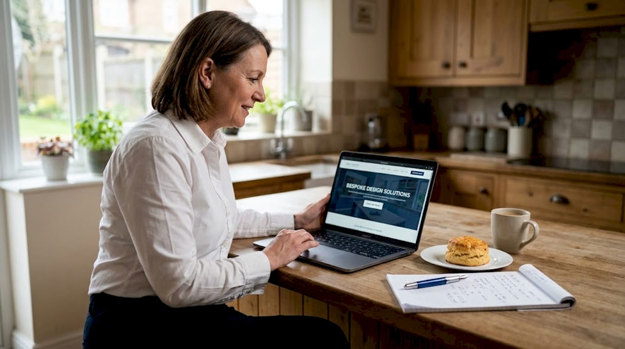 Business owner reviews clear website homepage