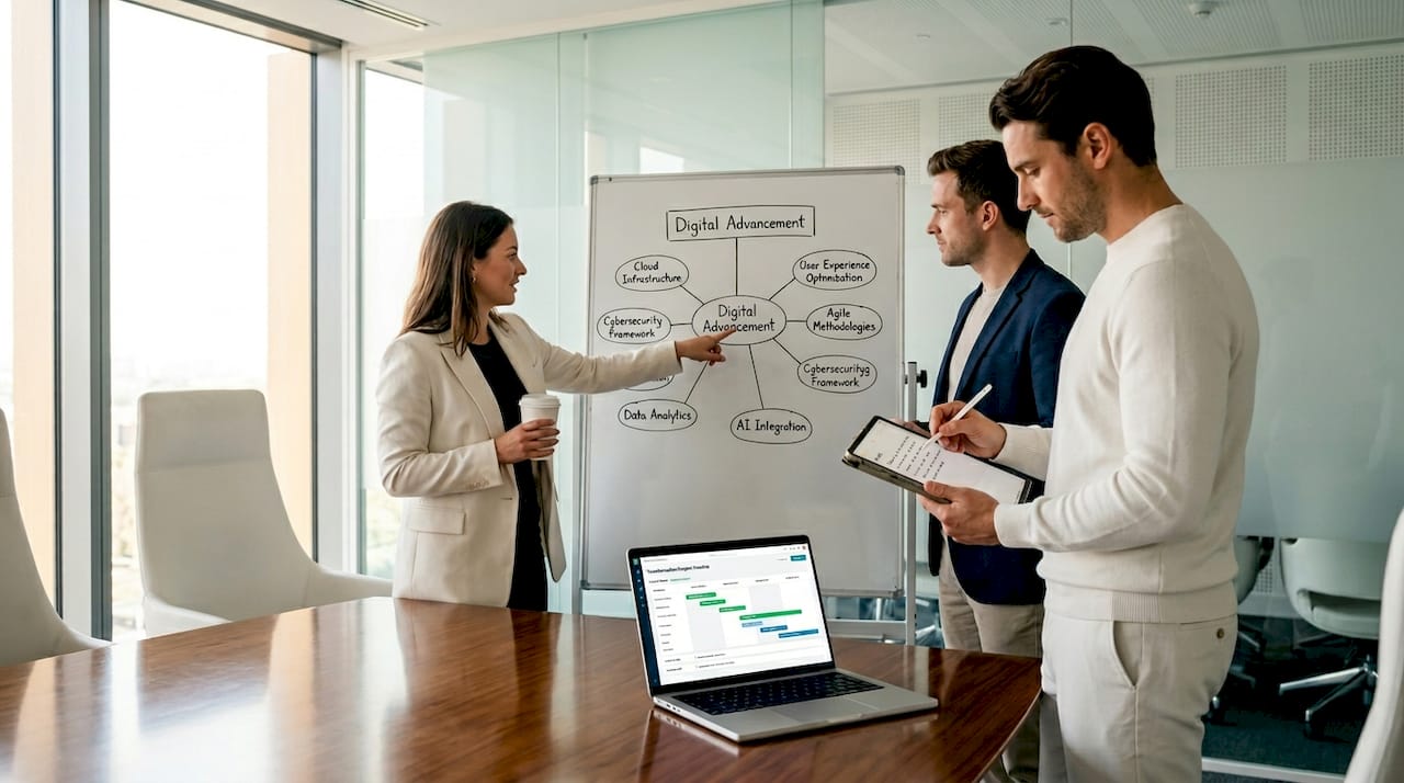 Team discussing digital transformation process
