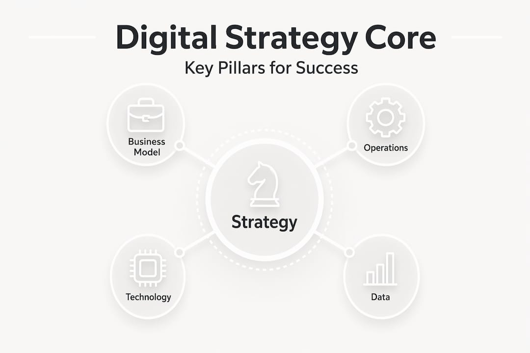 Hierarchy infographic digital strategy core pillars