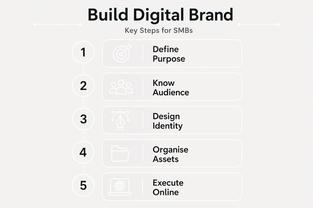 Infographic outlining digital brand building steps
