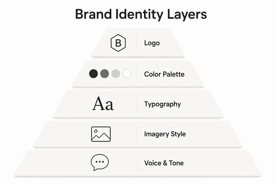 Infographic of brand identity building blocks