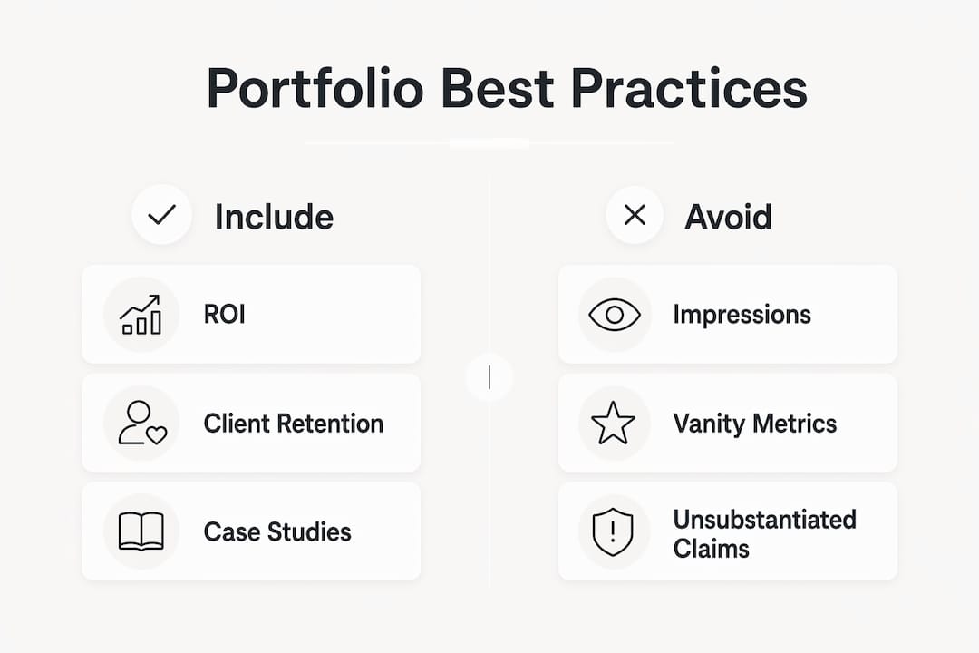 Infographic comparing agency portfolio dos and don'ts