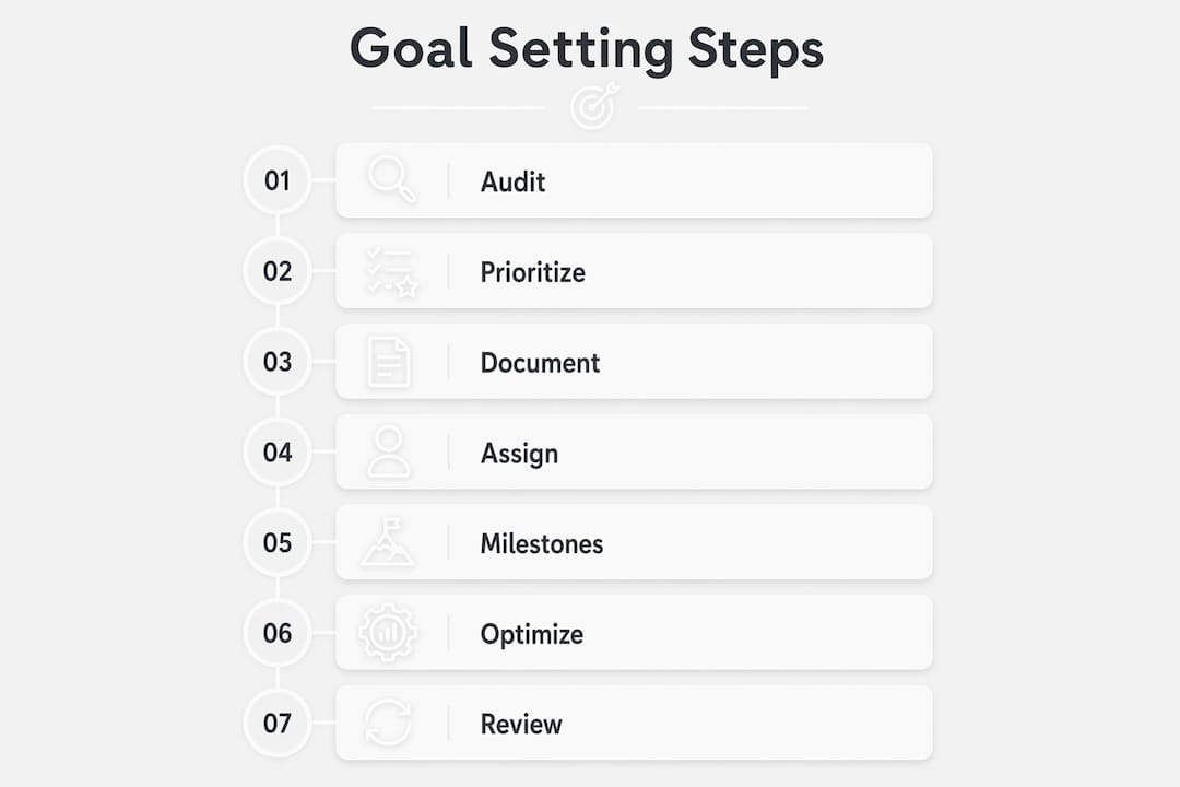 Infographic illustrating step-by-step digital marketing goal process