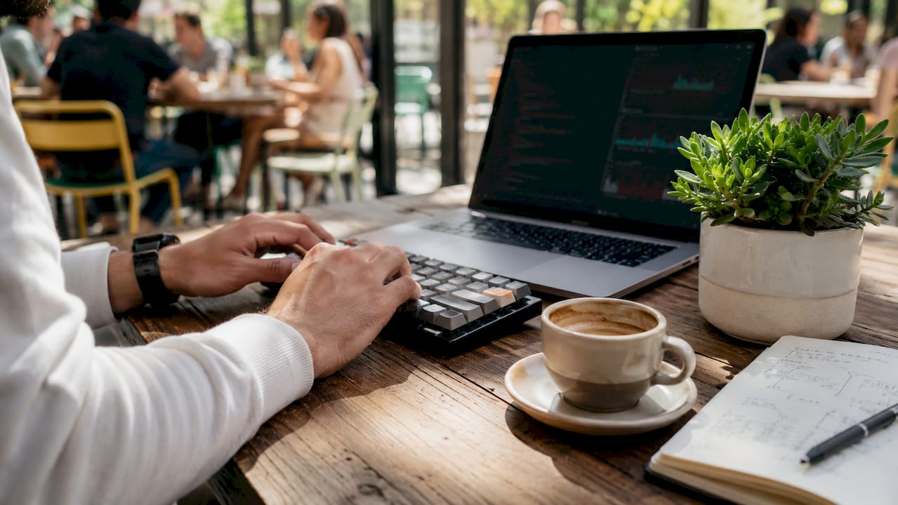 Developer optimizing website speed at workstation