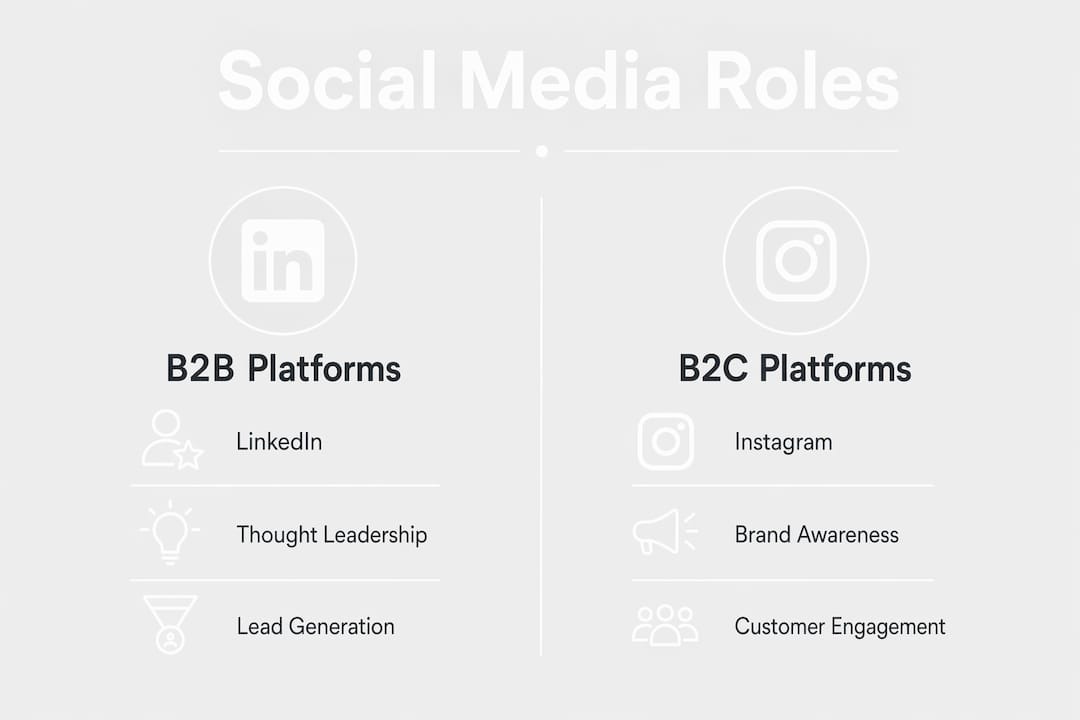 Infographic comparing B2B and B2C social media roles