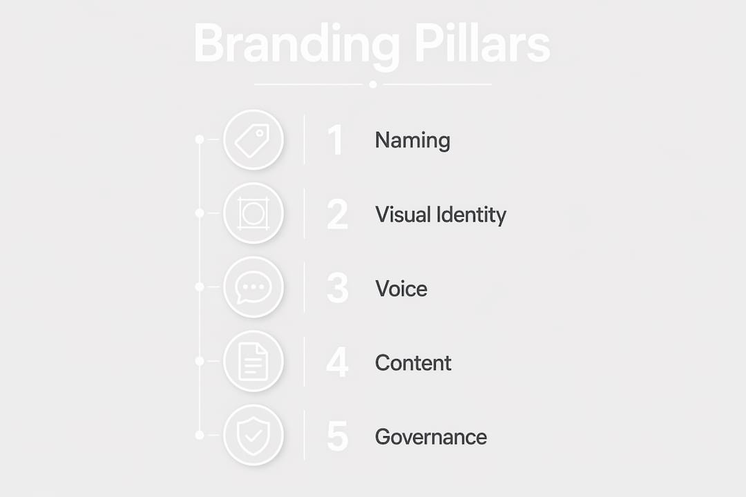 Infographic illustrating key pillars of branding