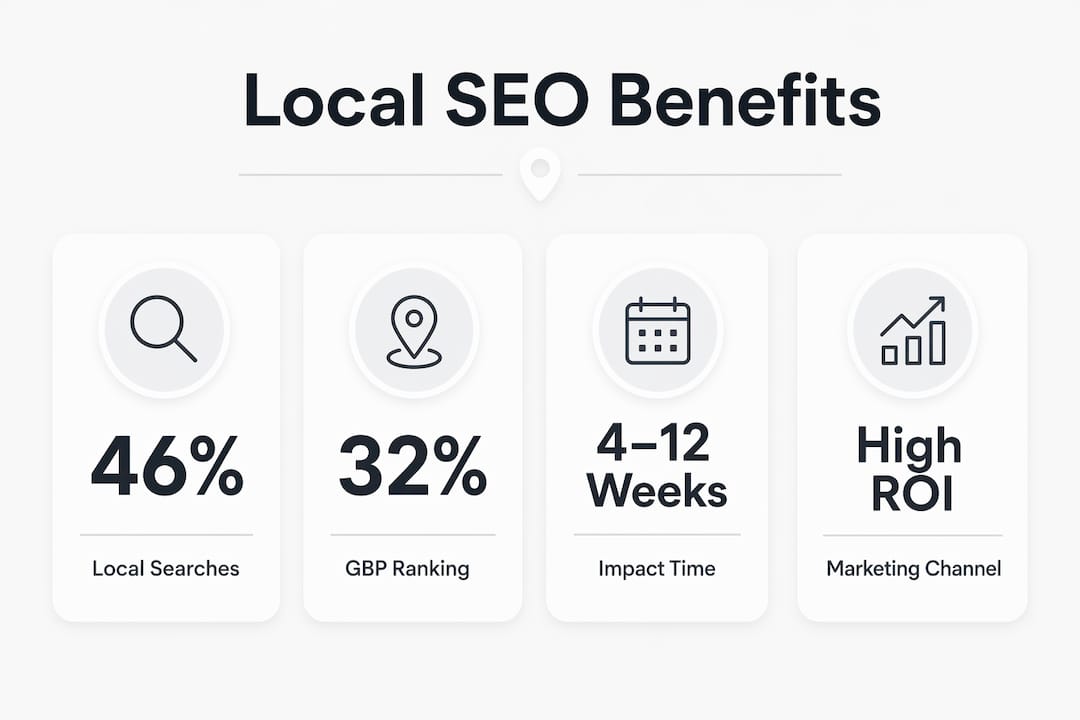 Infographic showing key local SEO benefit statistics