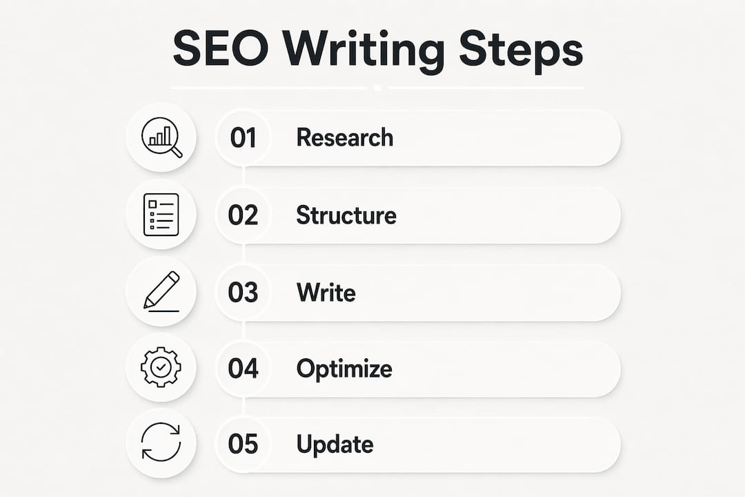 Infographic outlining SEO writing steps