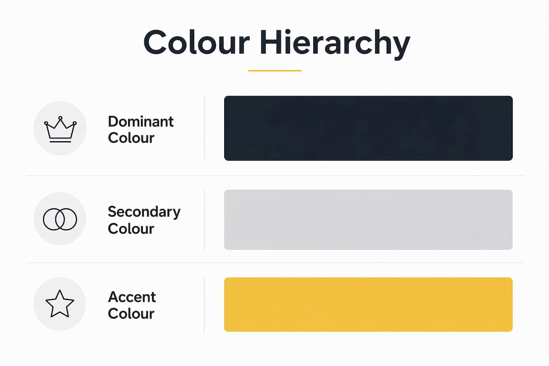 Infographic illustrating brand colour hierarchy levels