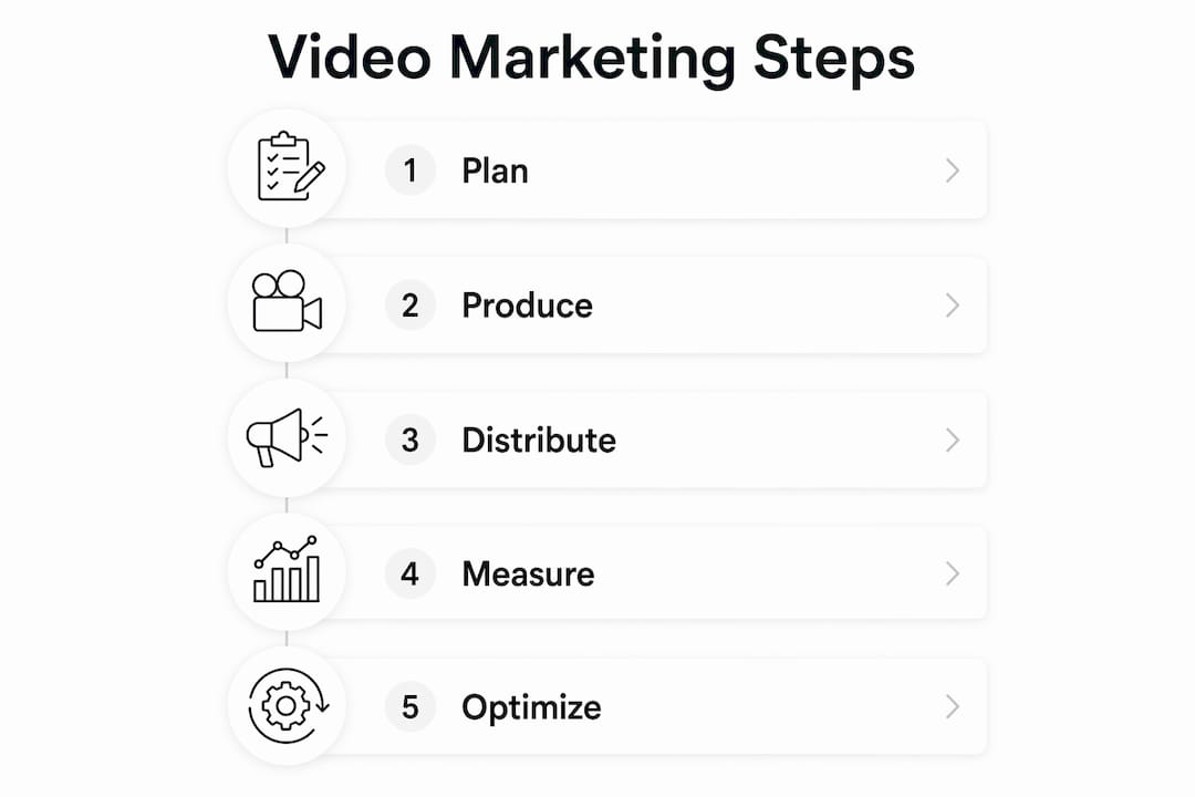 Infographic outlining steps of video marketing strategy