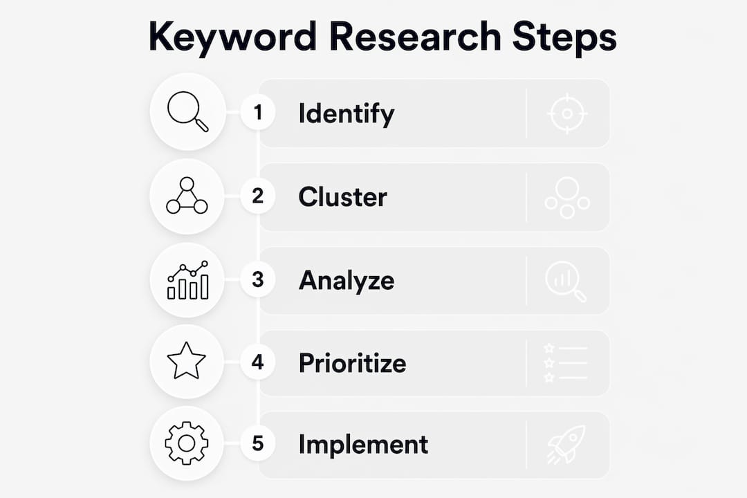 Infographic illustrating keyword research steps