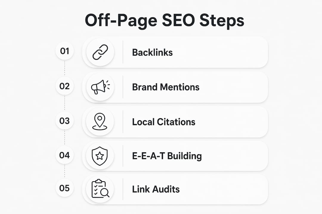 Infographic visualizing key off-page SEO steps